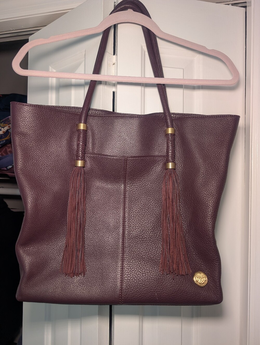 Vince Camuto Purple Fringe Tote